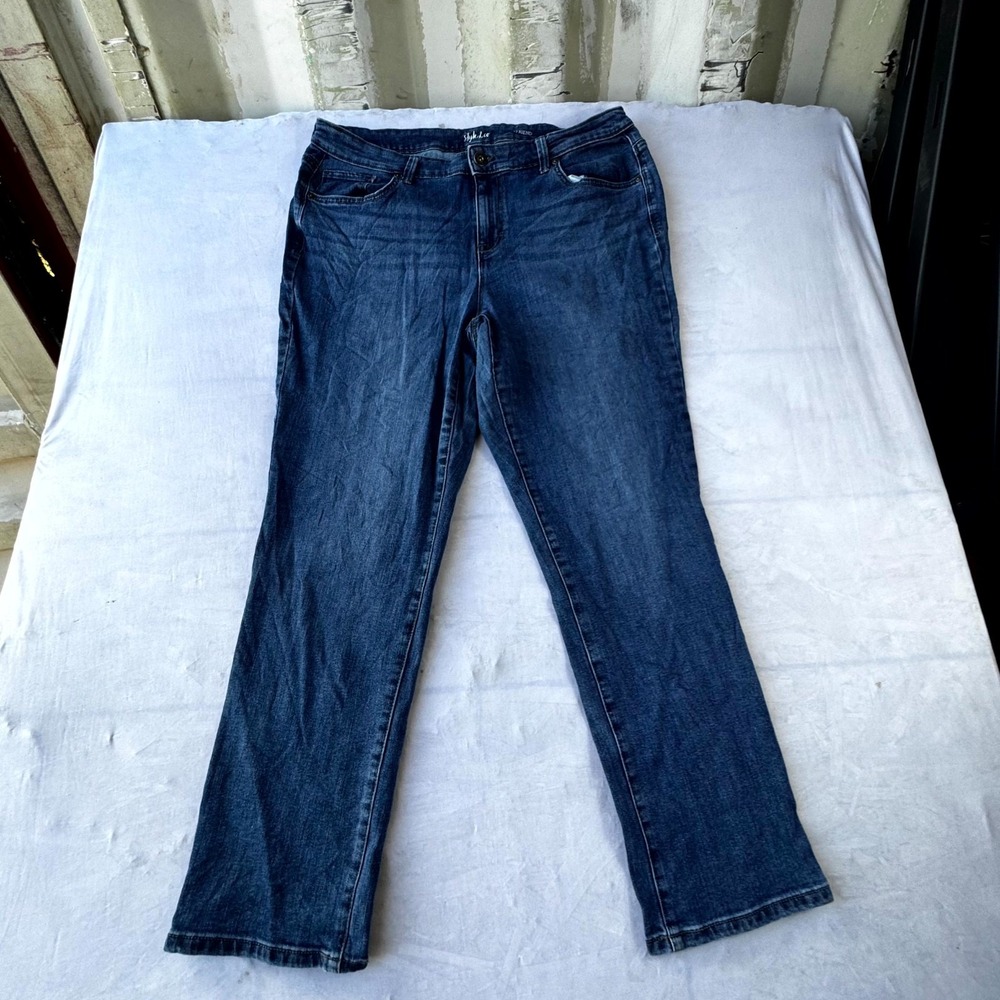Style And Co Ankle Jeans Womens 16W Blue Denim Straight Leg Comfort Outdoor